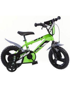 Bici Mtb Boy Verde 12 R88 per bambino con scudo rotelle e parafanghi Dino Bikes