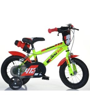 Bici 12 mtb 412 giallo fluo elettrico scudo rotelle borraccia Dino Bikes