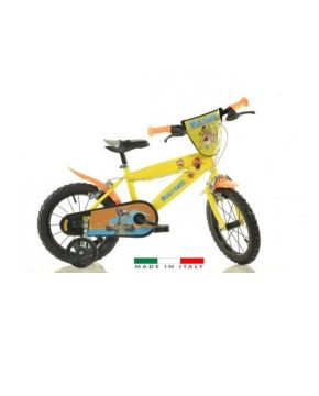 Bici 14 era glaciale per bambino con scudo rotelle e parafanghi Dino Bikes