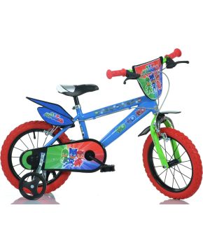 Bici 14 pj masks super pigiamini per bambino scudo rotelle parafanghi Dino Bikes