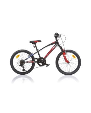 Bici 20 mtb 420 sport 6 velocità forcella ammortizzata rosso nero per bambino