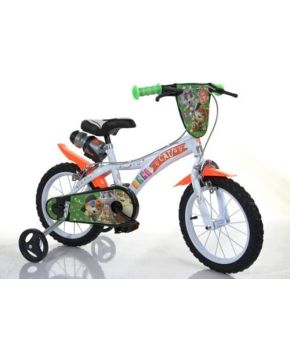 Bici 44 gatti per bambino 16 con scudo rotelle borraccia parafanghi Dino Bikes