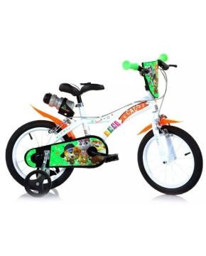 Bici 44 gatti per bambino 14 con scudo rotelle borraccia parafanghi Dino Bikes