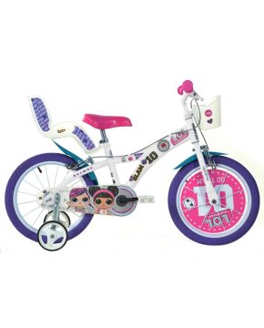 Bici 14 lol surprise! per bambina con rotelle cestino porta bambola Dino Bikes