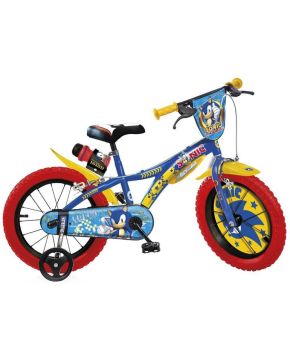 Bici 16 Sonic per bambino con scudo rotelle borraccia parafanghi Dino Bikes