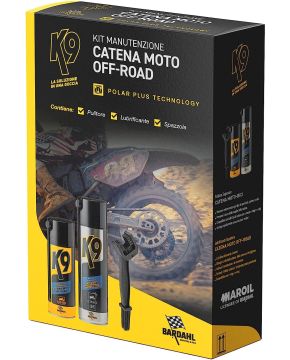 Kit Pulitore + Lubrificante grasso spray + Spazzola pulisci Catena Trasmissione Moto Bici BARDAHL K9