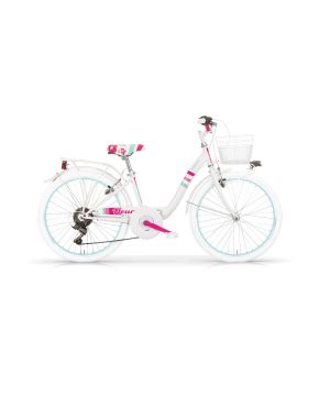 Bici 24 Fleur bianca con cambio 6 velocità senza cestino per donna ragazza