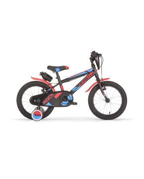 Bici 14 ROCKSTAR rosso nero per bambino scudo rotelle borraccia parafanghi MBM