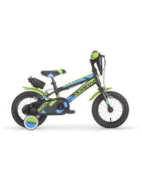 Bici 16 rockstar verde con scudo rotelle parafanghi per bambino