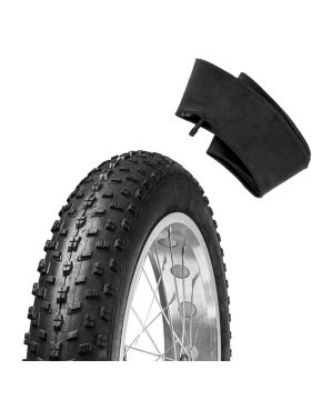 Kit copertone 20 x 4.0 FAT BIKE scolpito + camera d'aria valvola america dritta