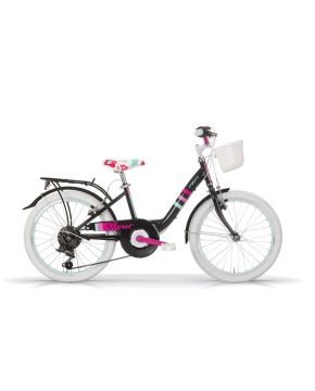 Bici Bambina 20" nera Fleur con portapacchi e cambio 6 velocità