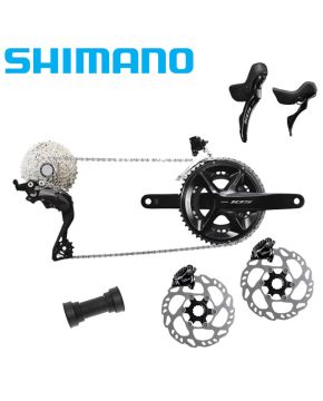 Gruppo Shimano Bici da corsa 105 R7100 2x12V Dischi + Catena + Cambio + Comandi