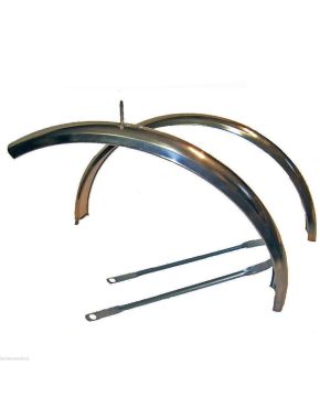 Coppia parafanghi anteriore e posteriore per bici pieghevole 20" in acciaio inox - Argento